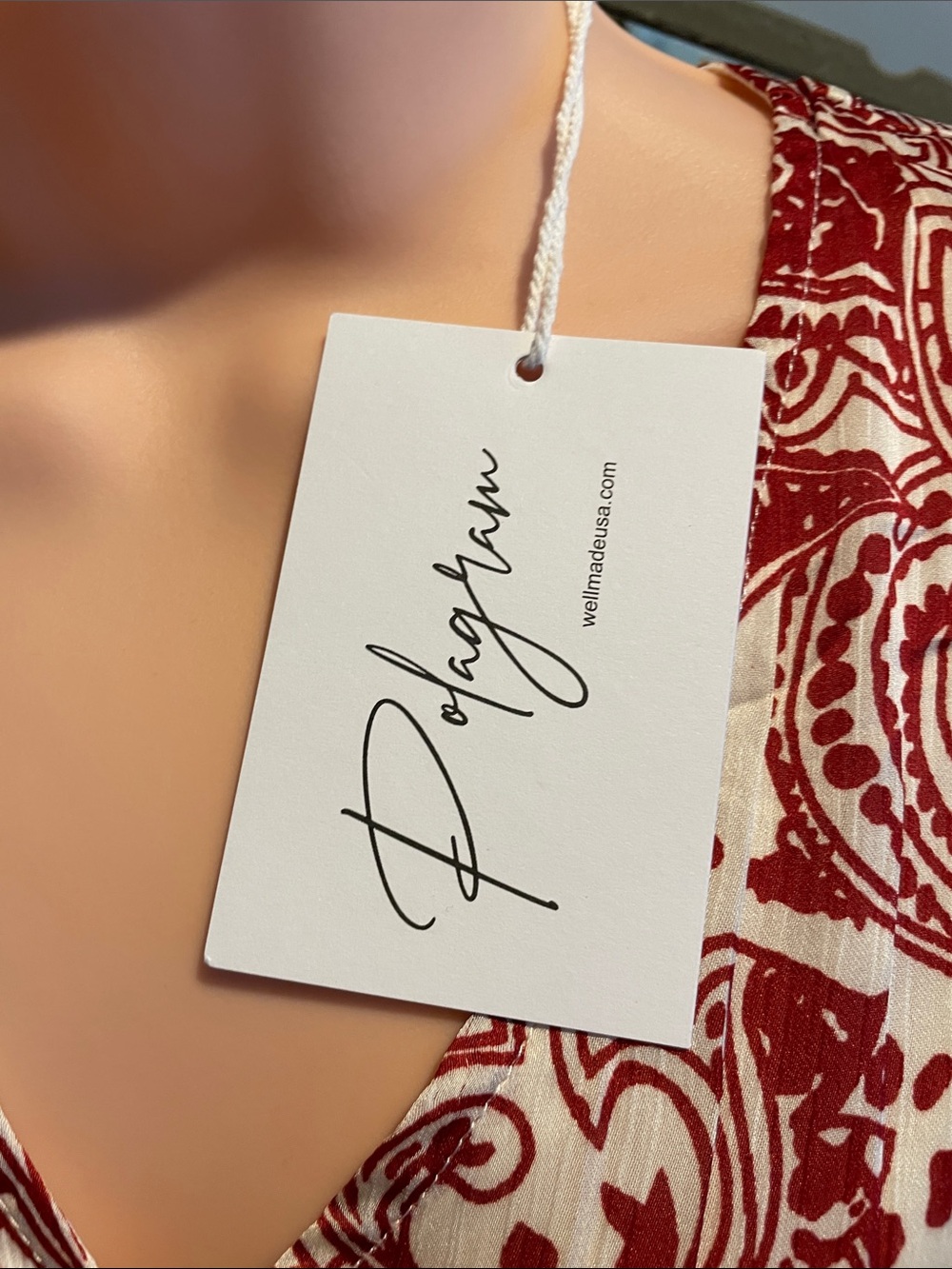 Polagram Red and White Paisley Midi Dress - Picture 3 of 4